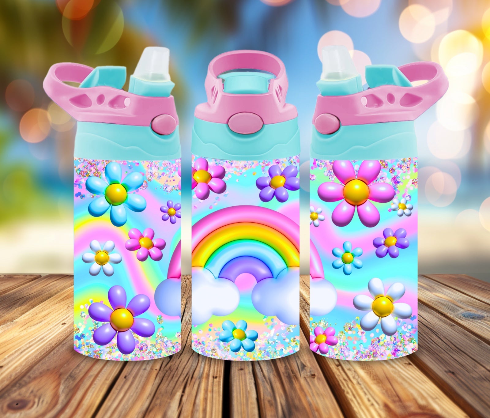 12 oz Water Bottle Rainbow ballon Vibes