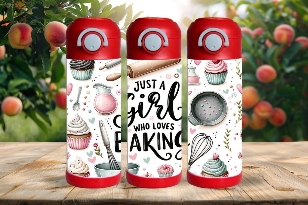 15oz Kids Water Bottle – Just a Girl Who Loves Baking Design