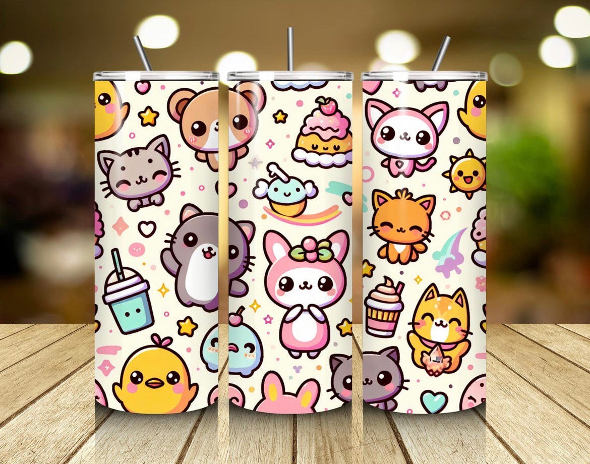 20 oz Kawaii Cat Tumbler – Cute Stainless Steel Travel Cup