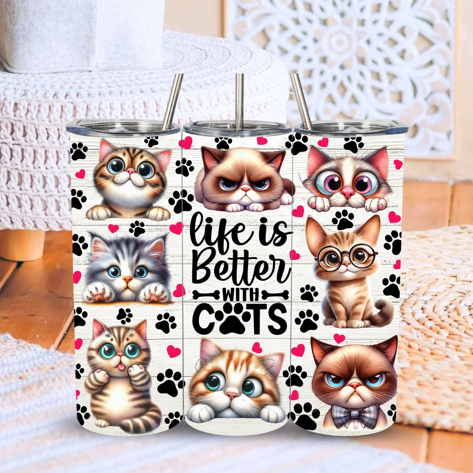 Tumbler 20 oz Life is Better With Cats