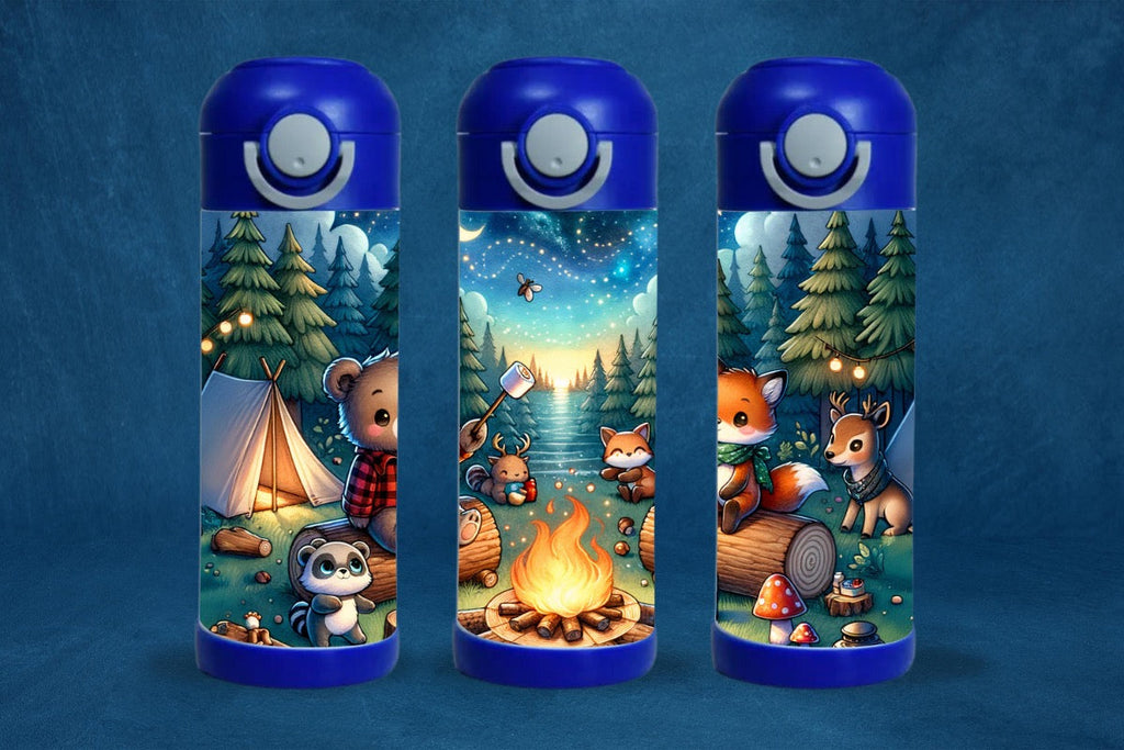 15oz Kids Water Bottle – Camping Animals Design