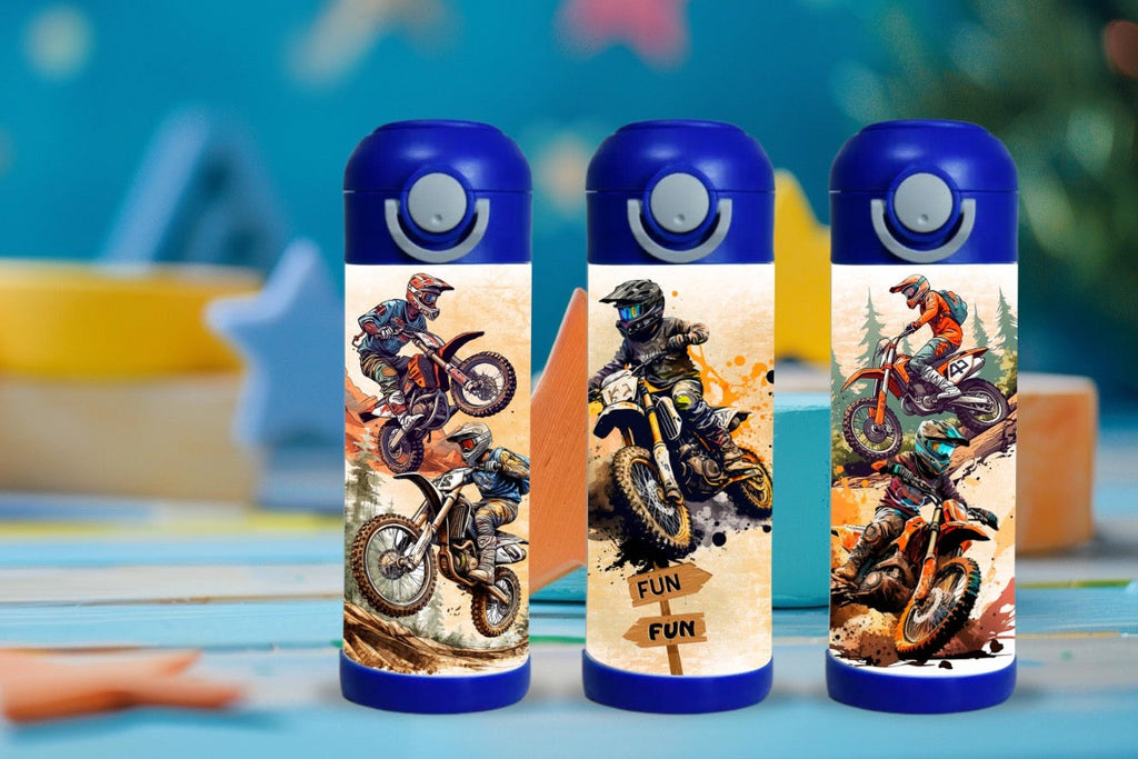 15oz Kids Water Bottle – Motocross Design