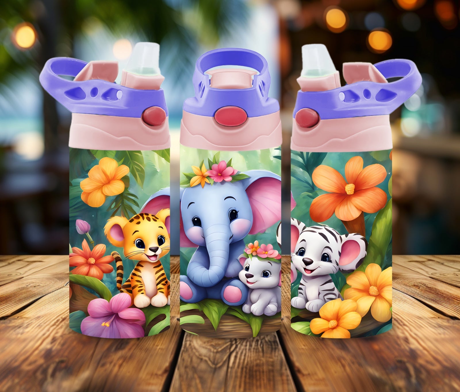12oz Water Bottle Little jungle buddies