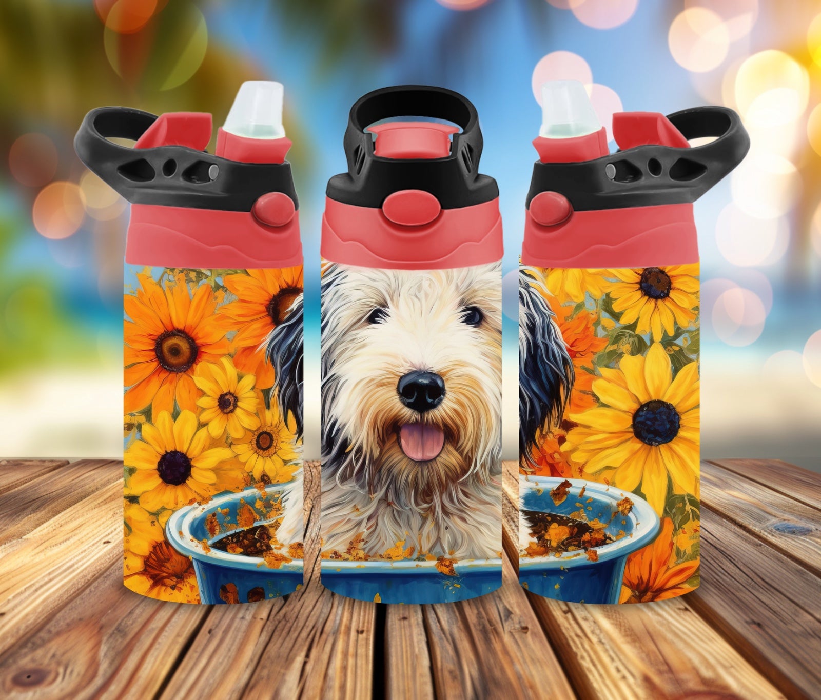 12 oz Water Bottle Sunny pup vibes
