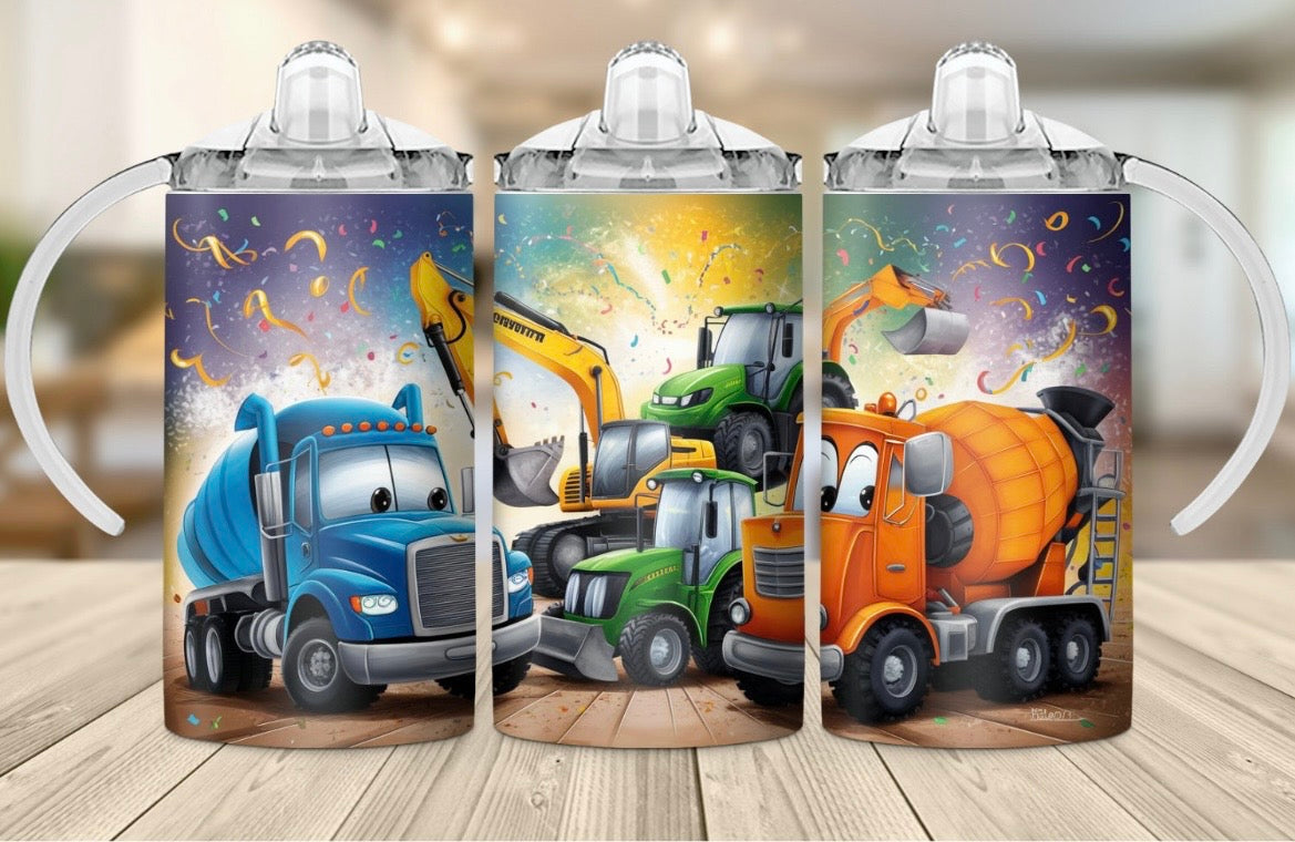 12 oz Baby Sippy Cup – Happy Construction Trucks