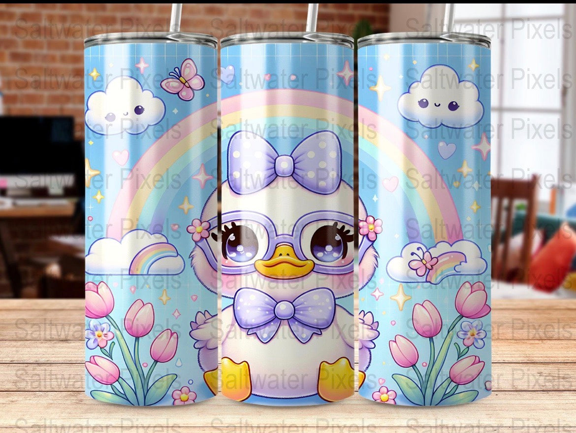 20 oz Baby Chick Tumbler with Rainbow & Cloud Design – Cute Stainless Steel Travel Cup