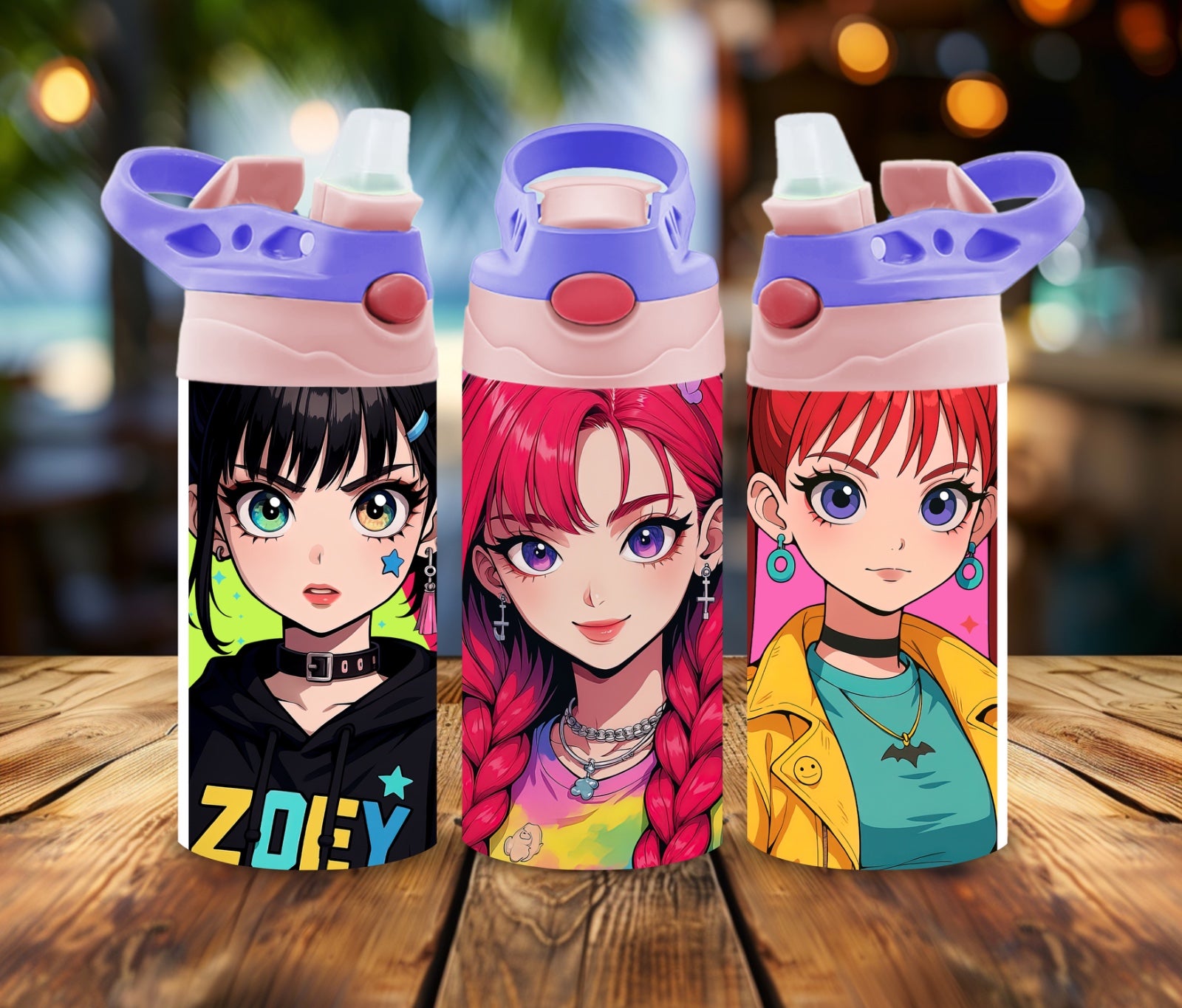 12 oz Water Bottle Asia Pop Girl  Inspired