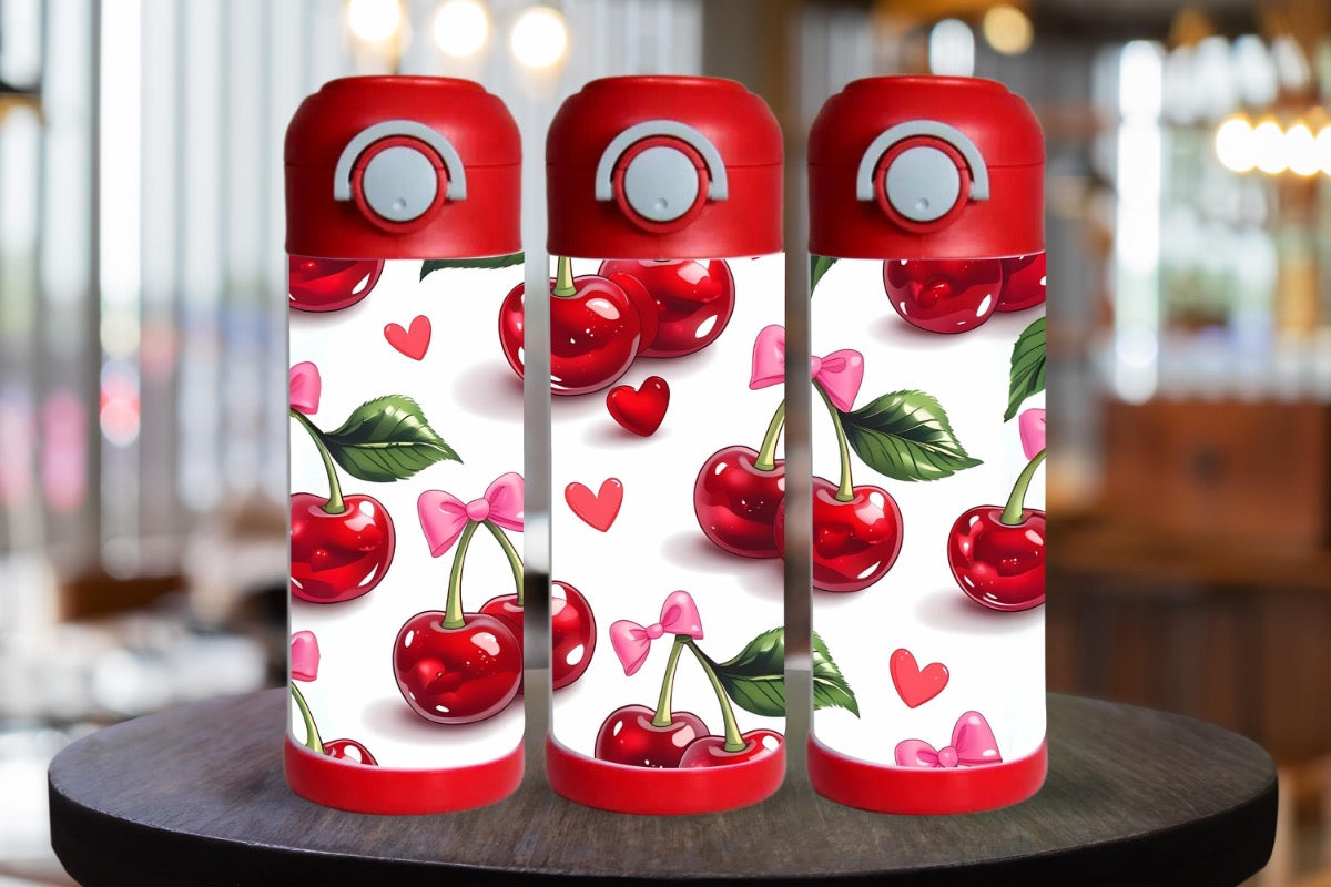 15oz Kids Water Bottle – Cherries Design