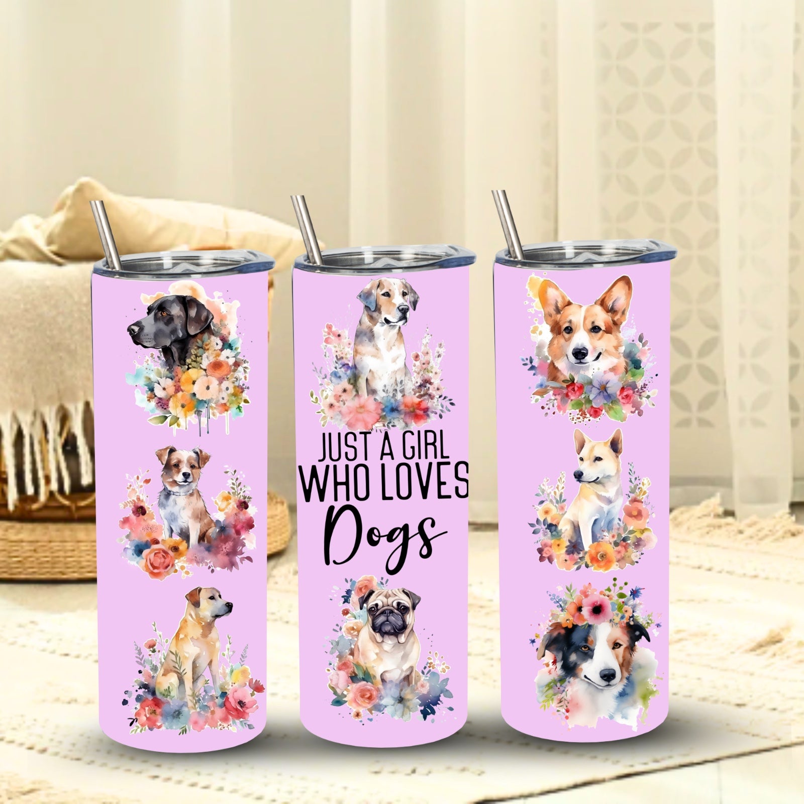 Tumbler 20 oz Just a Girl Who Loves Dogs