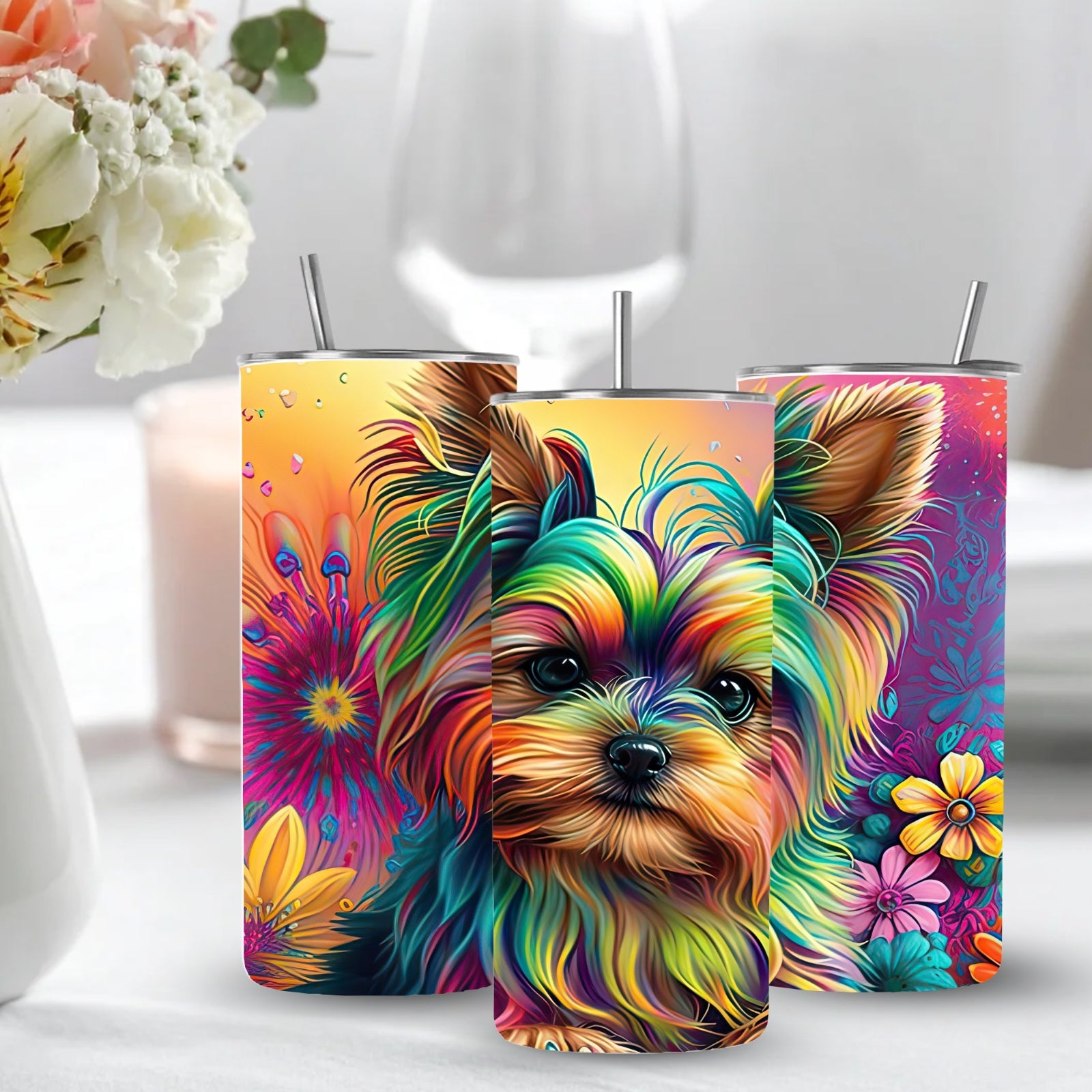 Tumbler 20 oz Colorful Puppy