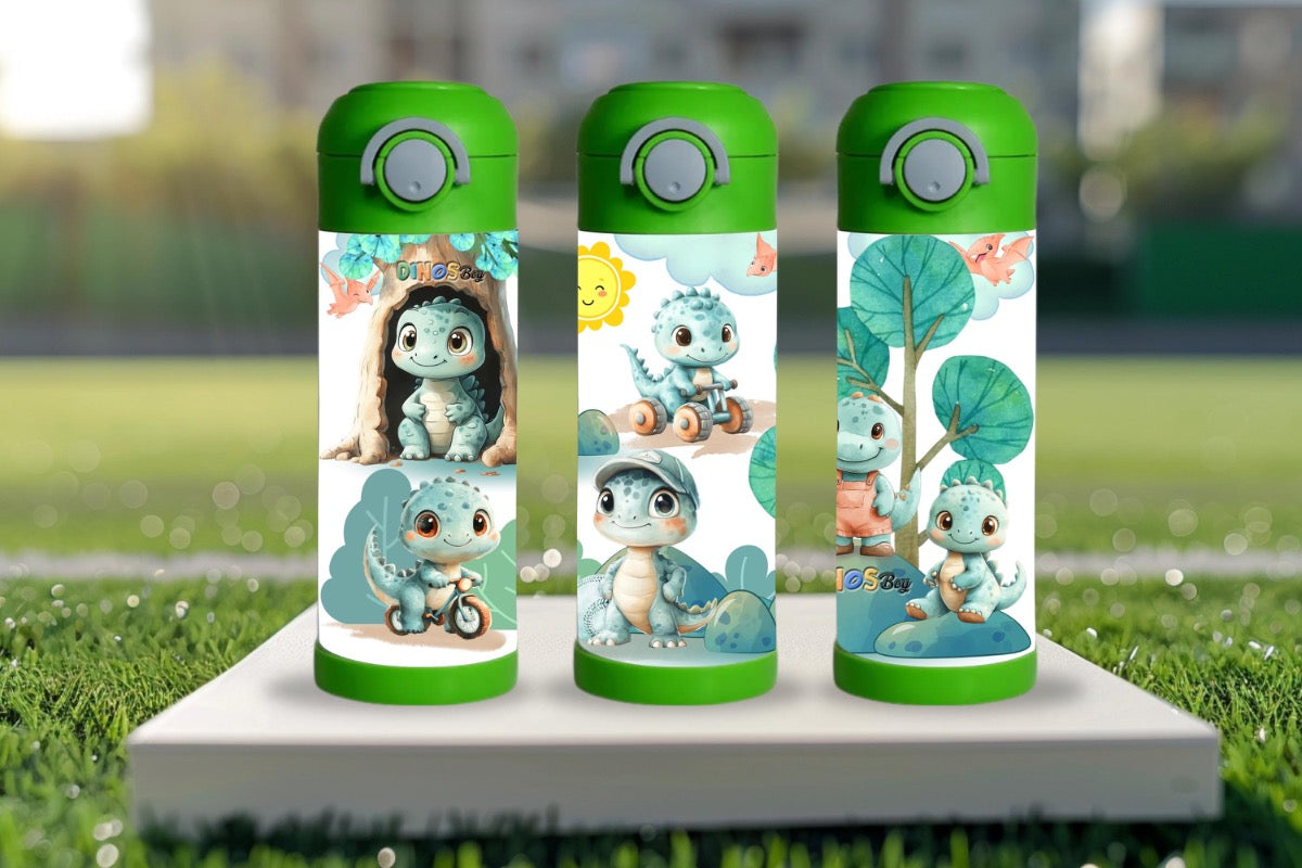 15oz Kids Water Bottle – Baby Dinosaurs Design