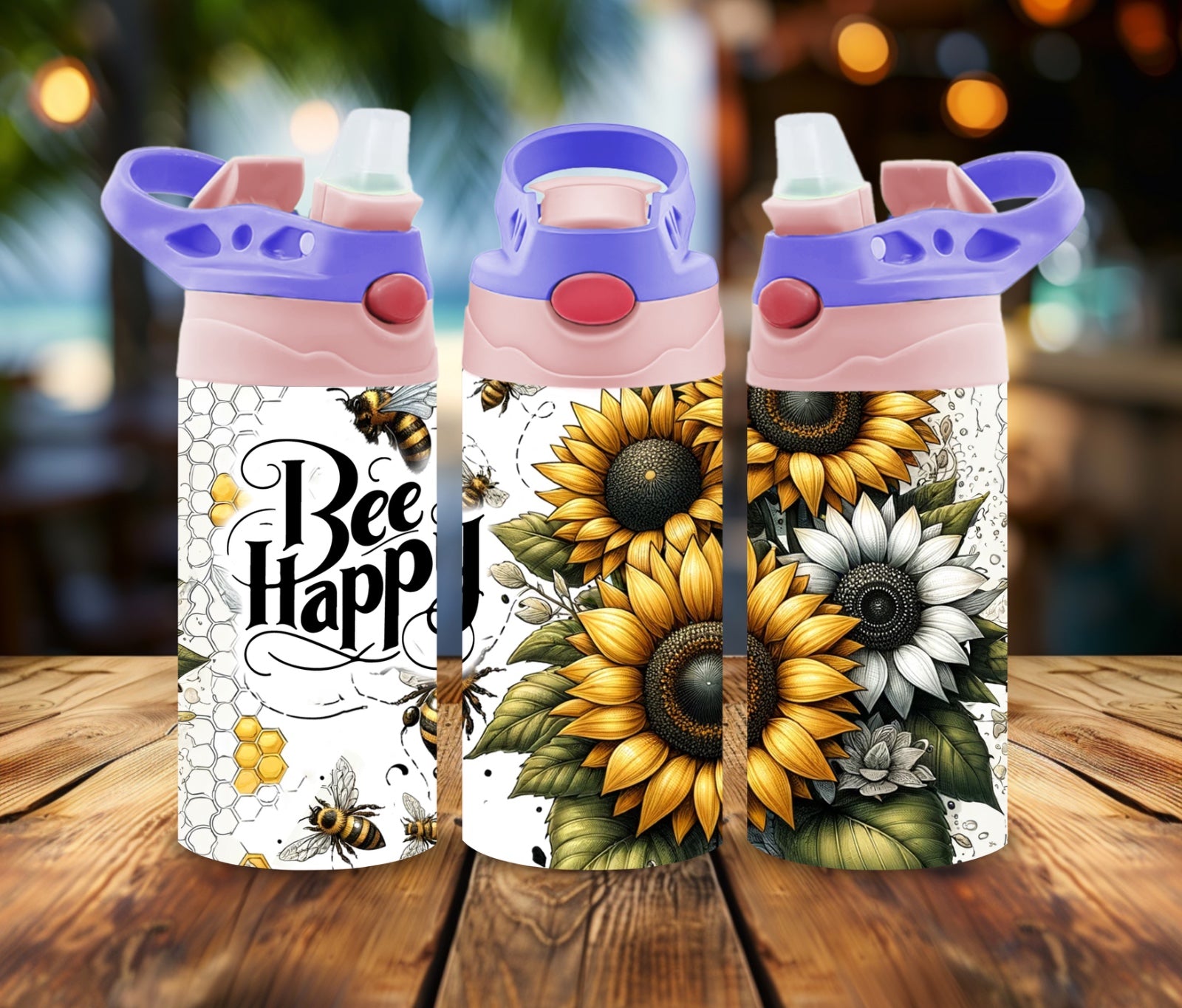 12oz Water Bottle Bee Happy