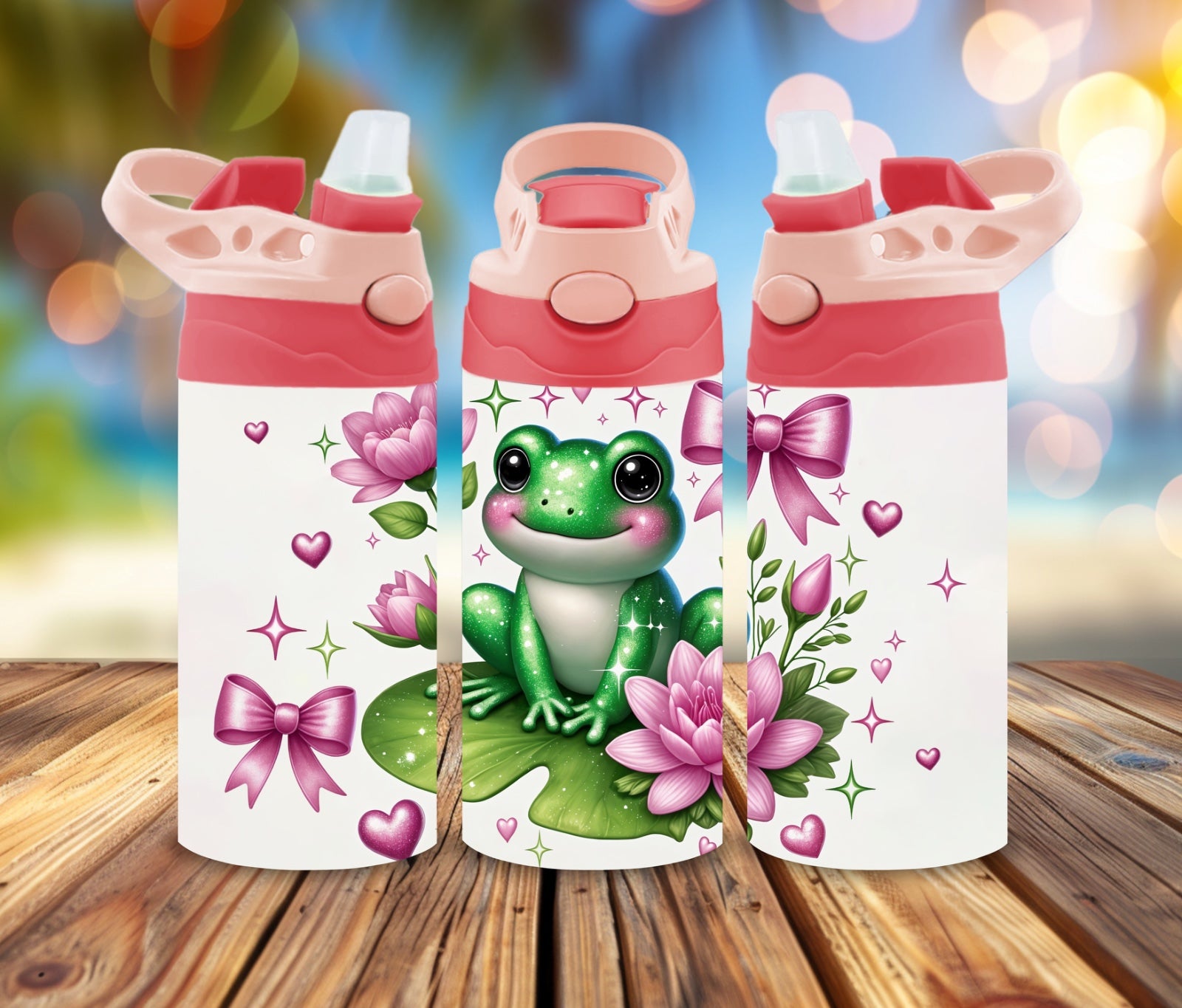 12oz Water Bottle Ping bow Frog